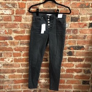 Topshop Washed Black Button Fly Jamie Skinny Jeans